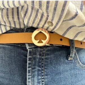 Kate Spade Brown Belt with Gold Spade Buckle